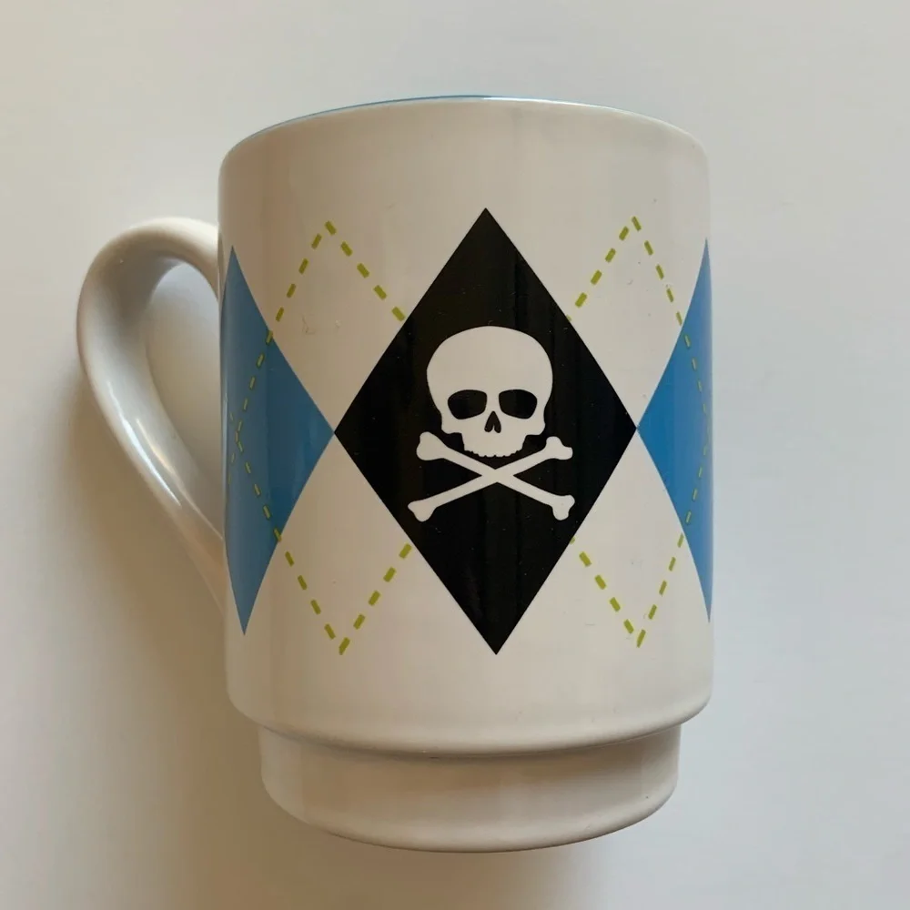 College Brand By Target Skull Plaid Mug